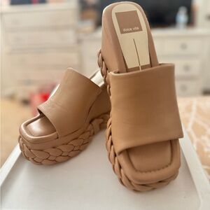 Dolce Vita Tan Braided Platform Mules